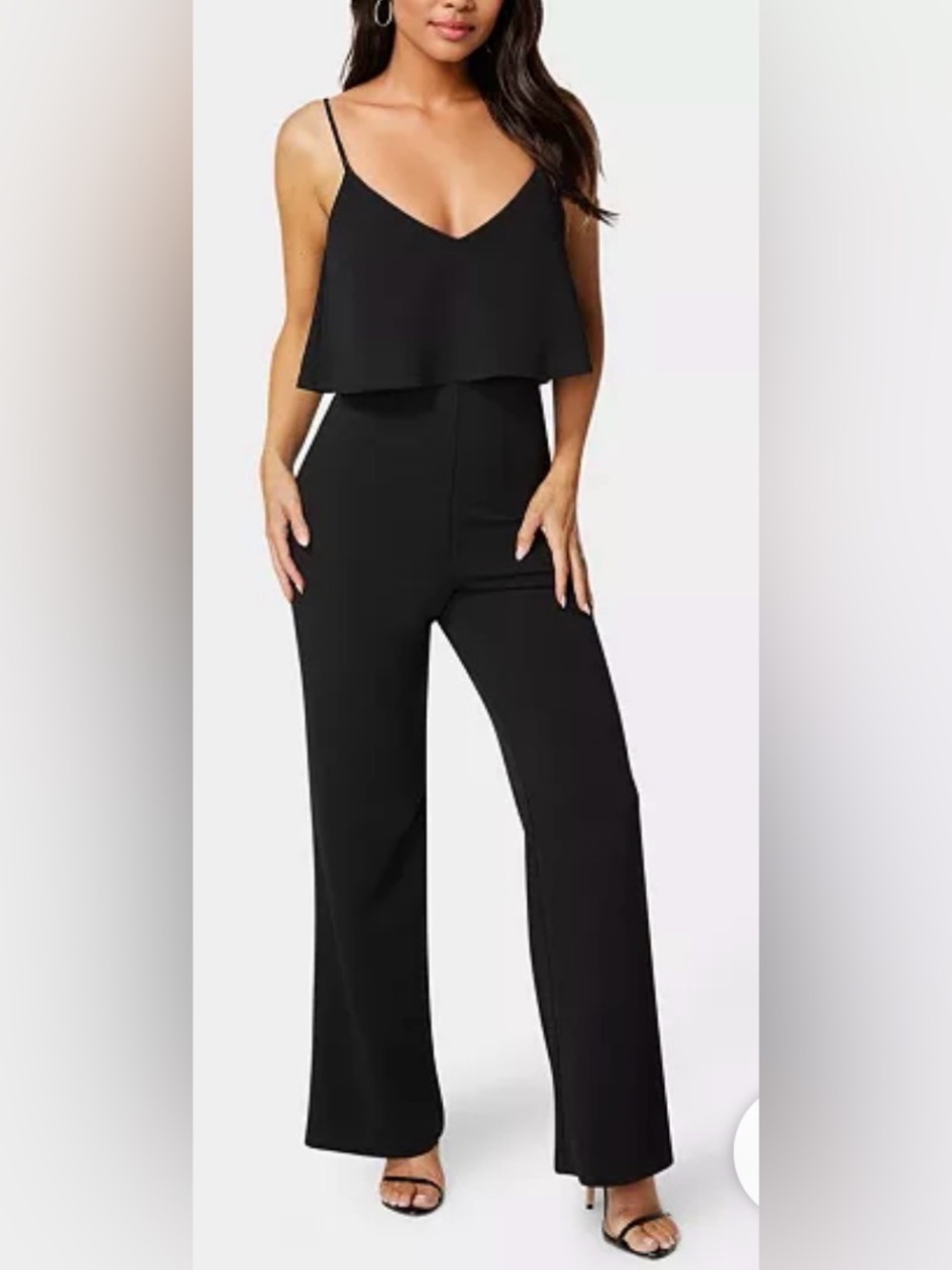 Lulus Wide Leg Jumpsuit / Romper with a flattering overlay. Stretchy. Slimming.